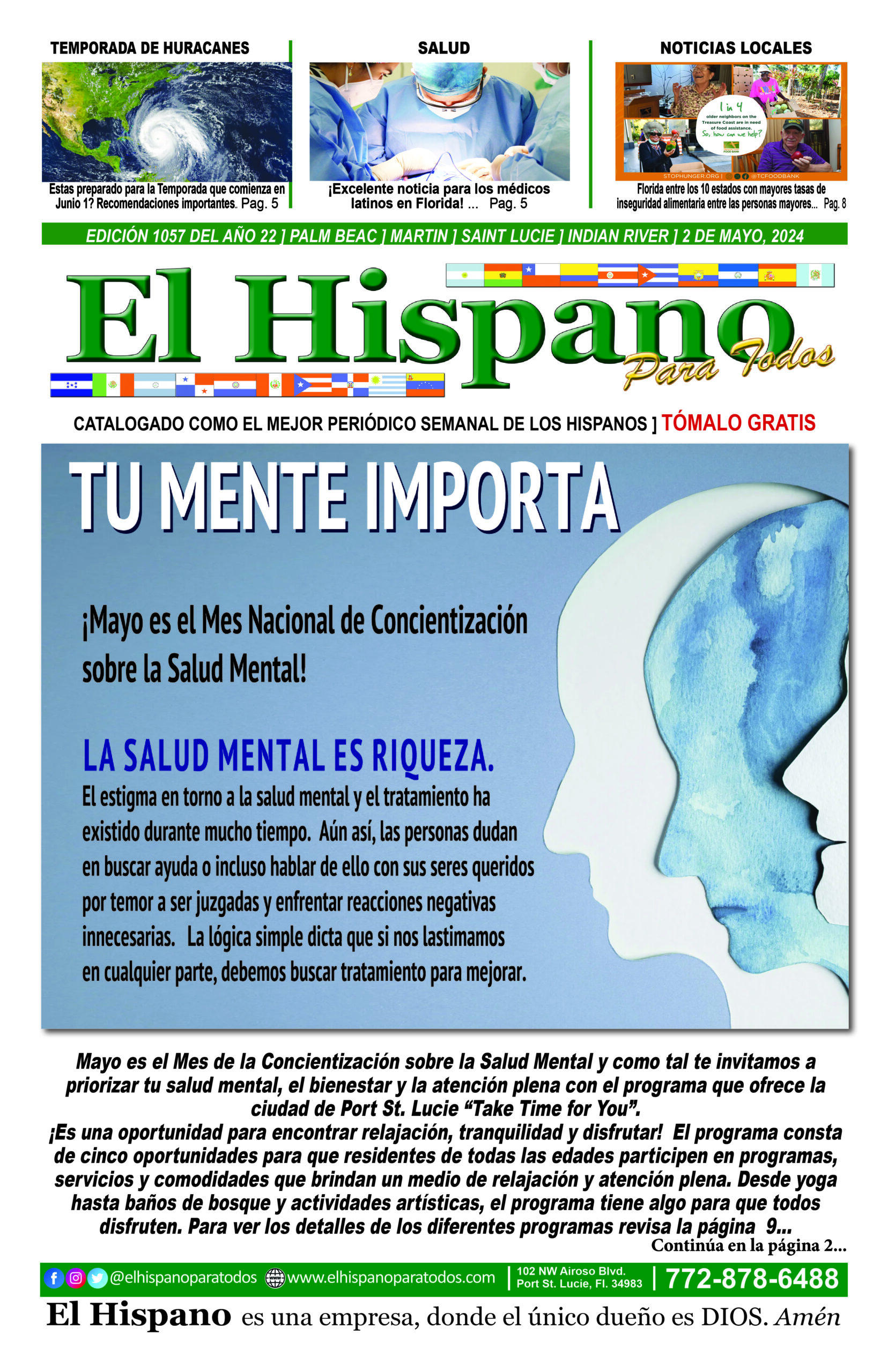 TU MENTE IMPORTA - En Mayo nos unimos a la campaña de concientización sobre la salud mental.