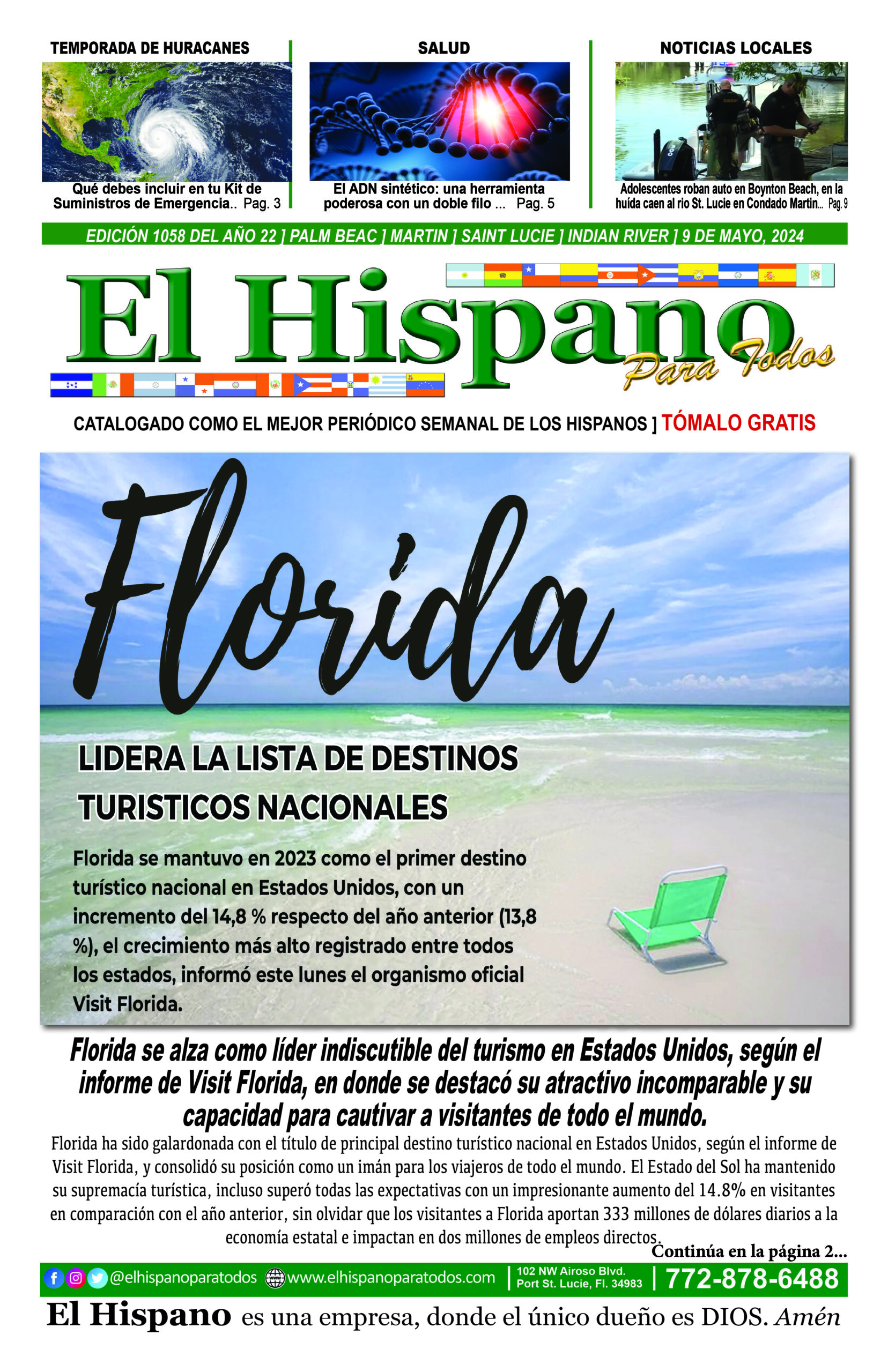 El Hispano para todos tu periódeico en español circulando desde 2003 en Palm Beach y la Costa del Tesoro