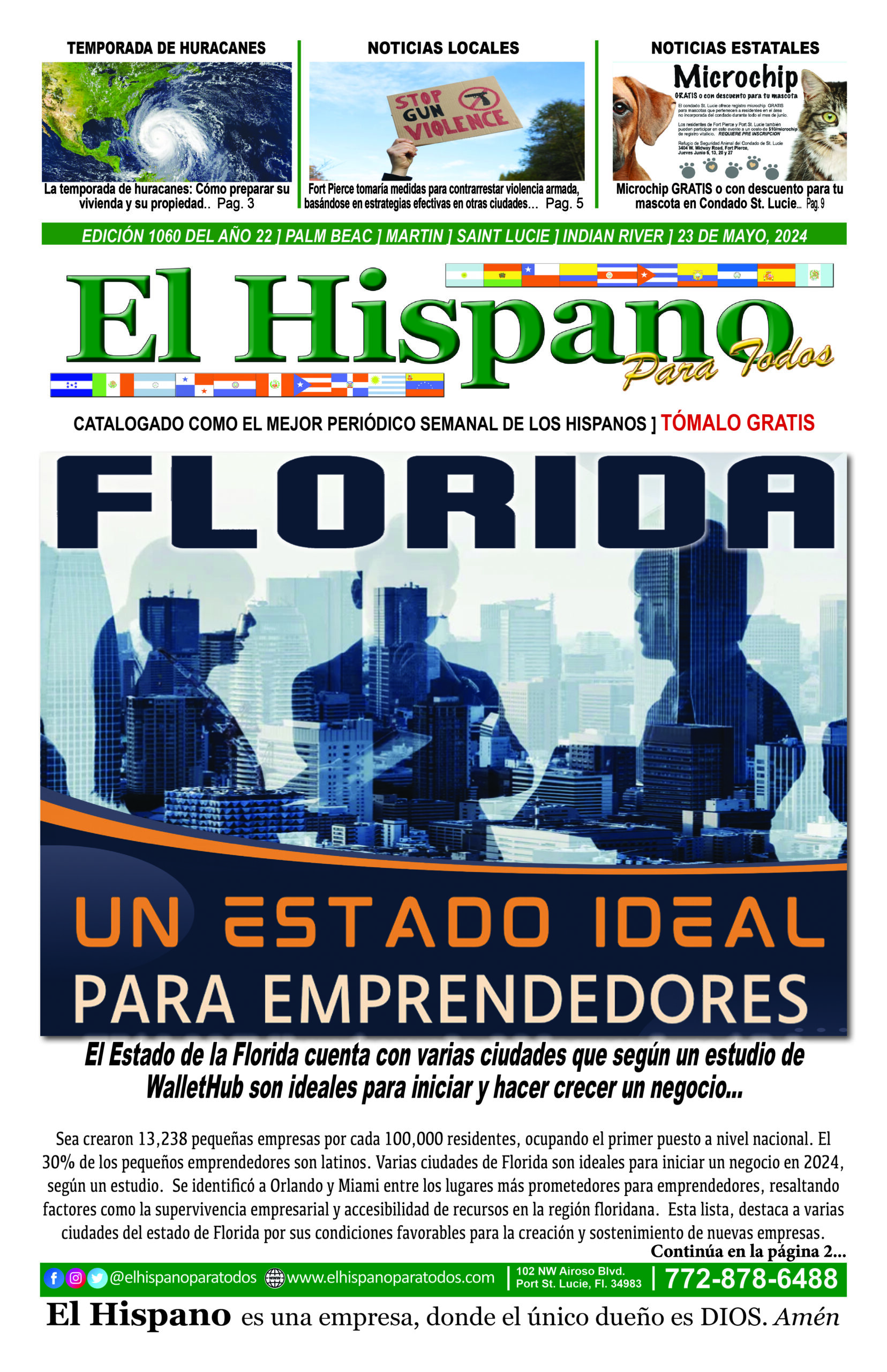 Recoge tu ejemplar en tiendas latinas de Palm Beach y la Costa del Tesoro