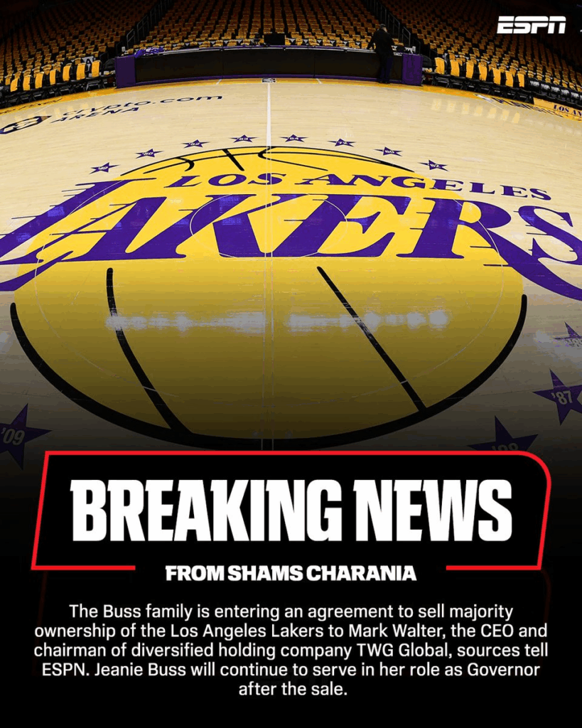La familia Buss venderá los Lakers a Mark Walter por una cifra récord de $10,000 millones, reportan
