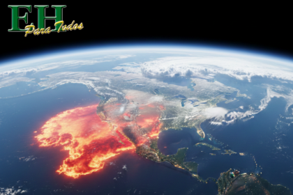 Mapa térmico del Océano Pacífico mostrando la intensidad del fenómeno de El Niño.