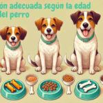 Perro cachorro y perro adulto mayor ilustrando las diferentes etapas de vida y alimentación.