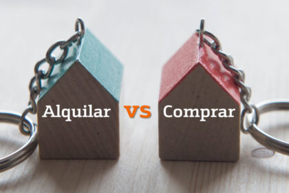 Comparación visual entre el estrés de alquilar y la tranquilidad de comprar una casa propia en Florida.