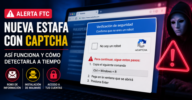 Modalidad de fraude que utiliza CAPTCHAs falsos para infectar dispositivos