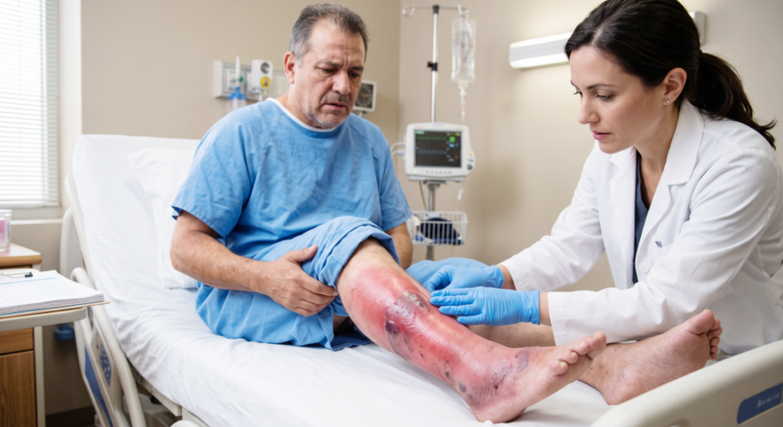 Bacteria Come carne: efectos iniciales de una infección grave en la piel